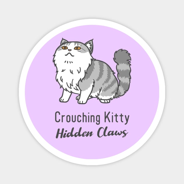 Crouching Kitty Hidden Claws Magnet by MonoFishTank